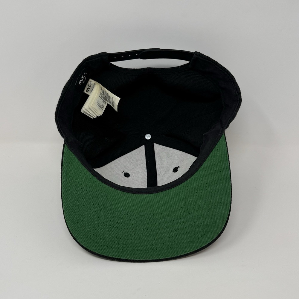 RVCA Snapback Hat Adjustable Flat Bill Mid‎ Fit Acrylic Wool Surfer Cap Black - Picture 6 of 9